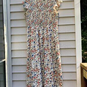 Multicolor Floral Smocked midi length dress by Sason Textiles XL